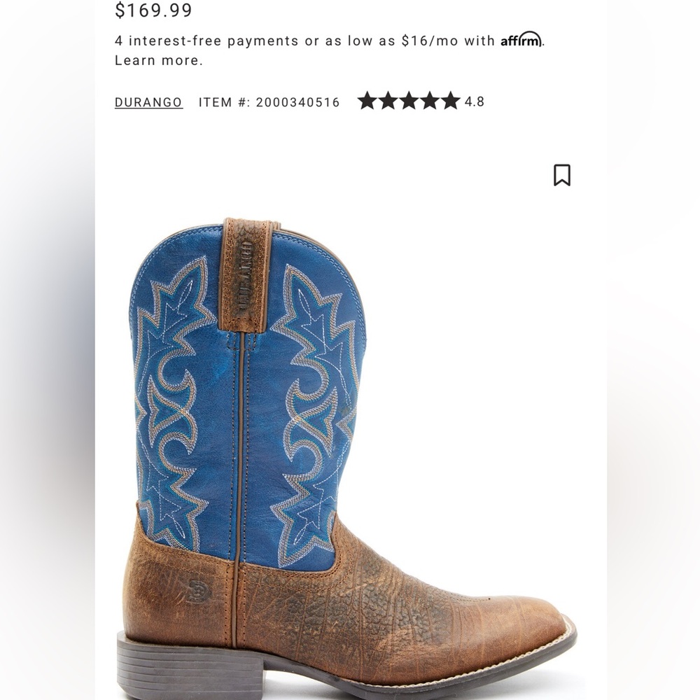 Durango Men's Cowboy Boots in Brown and Navy